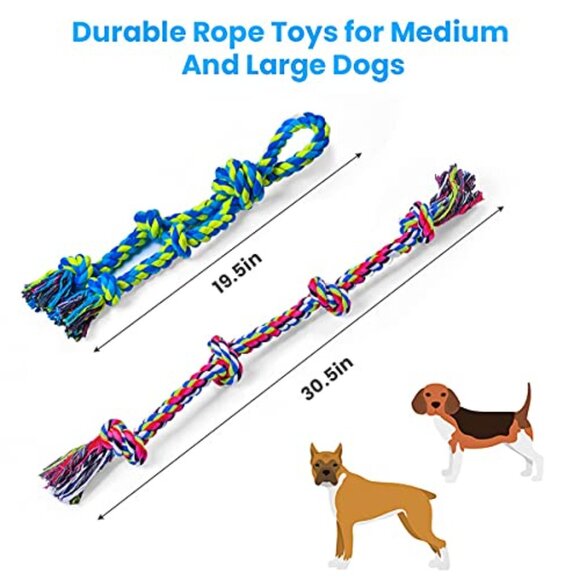 Heavy Duty Dog Rope Toys Indestructible Teeth Cleaning Tug of War Interactive - Picture 7 of 7